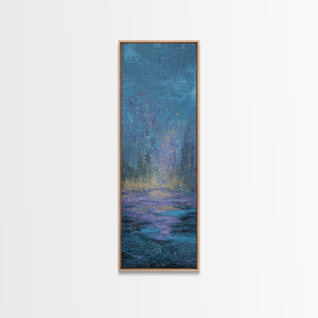 Blue Rainy Ocean Horizon Canvas Print, Dreamy Abstract Seascape, Coastal Bedroom Wall Decor, Modern Home Decor Gift For Her
