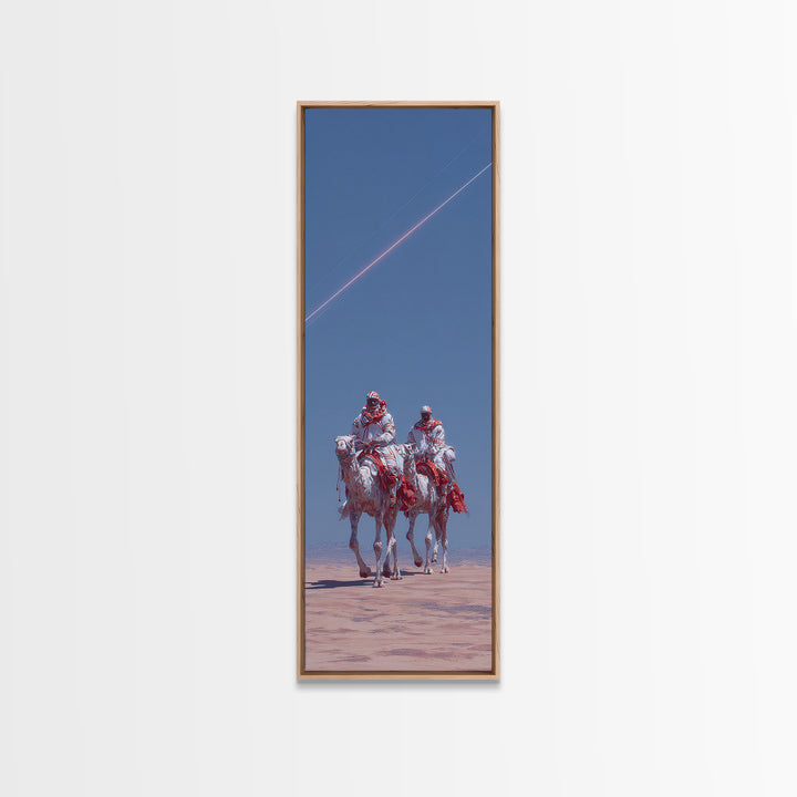 Two Desert Riders Under Blue Sky Canvas Print, African Warrior Art, Western Safari Decor, Unique Statement Wall Decor, Gift