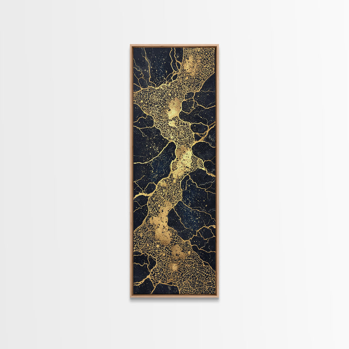 Black And Gold River Veins Wall Art, Abstract Geometric Texture, Luxury Canvas Decor, Modern Office Decor, Statement Gift