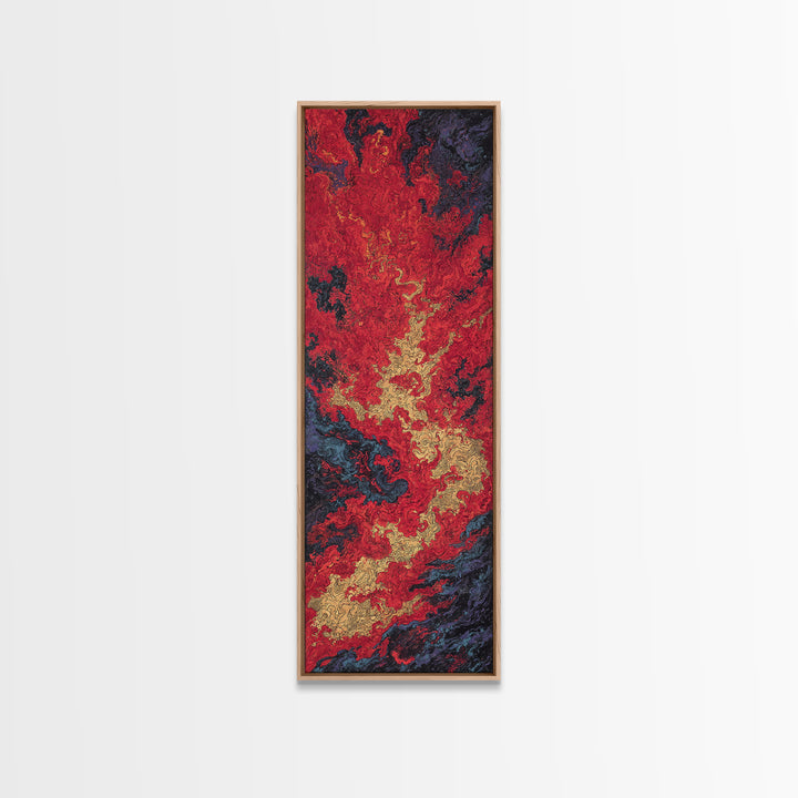 Crimson Lava River Abstract Wall Art, Fiery Red Orange Canvas Print, Bold Modern Art, Textured Painting Home Decor Gift For Him
