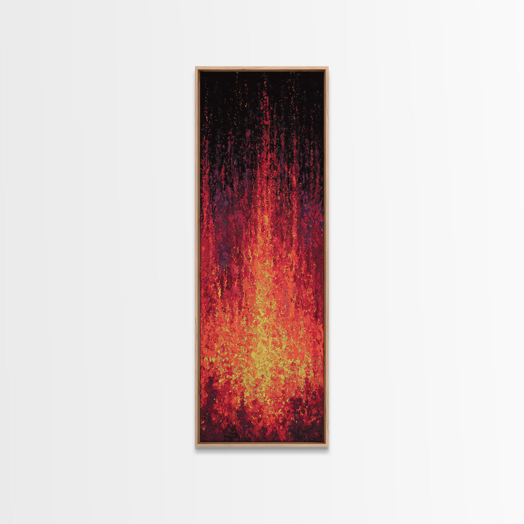 Blazing Red Orange Firefall Abstract Wall Art, African Inspired Canvas Print, Modern Black Decor, Statement Home Decor Gift