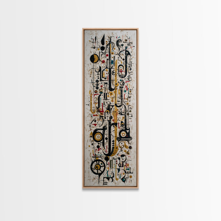 Abstract African Geometric Symbols Wall Art, Modern Canvas Print, Tribal Line Art Decor, Gold Black Contemporary Poster Gift