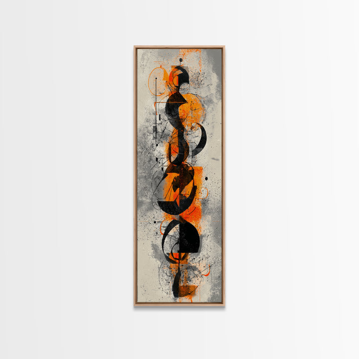 Orange Black Abstract Figure Canvas Print, Modern African Inspired Wall Art, Afrocentric Geometric Luxury Home Decor Statement Piece