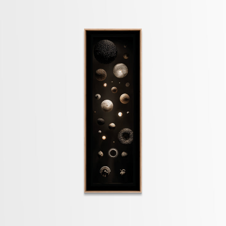Celestial African Basket Sphere Wall Art, Black Gold Gallery Canvas Print, Textured Tribal Decor, Modern Luxury Art For Home
