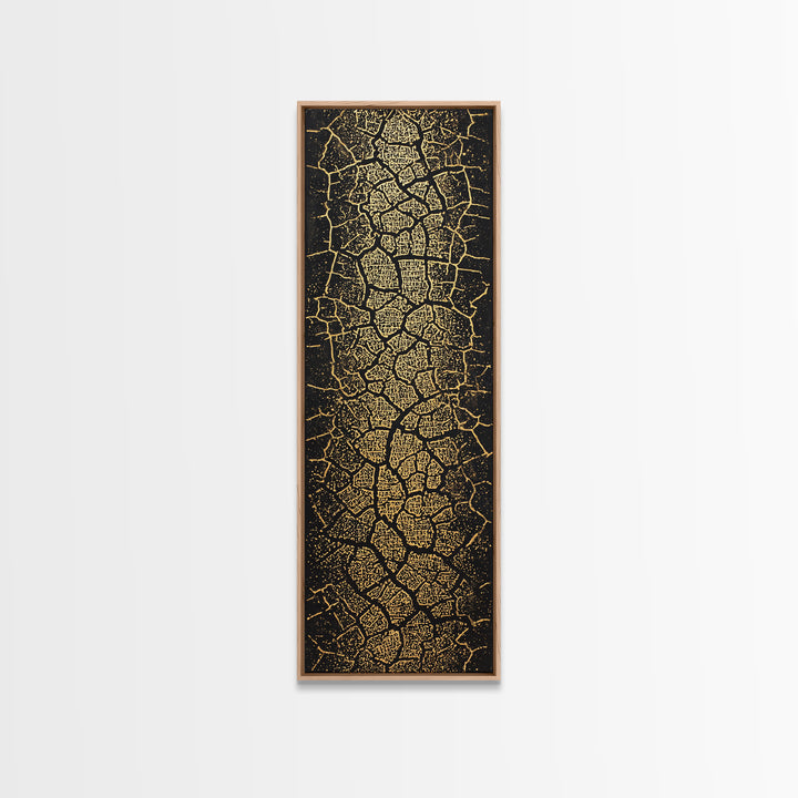 Gold On Black Abstract Map Wall Art, Tribal Maze Texture Canvas Print, African Inspired Geometric Statement Decor For Home