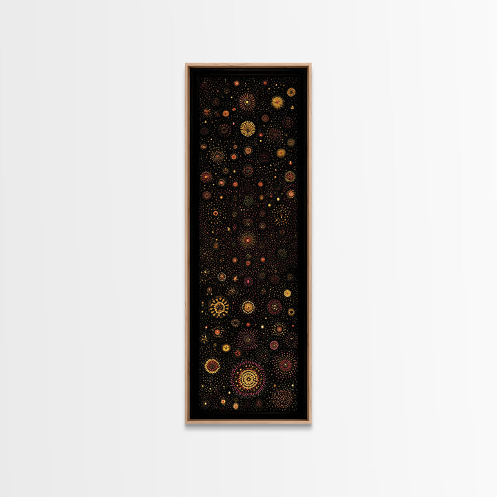 Colorful Dot Constellation Wall Art, Black Gold Celestial Mandala Canvas Print, African Inspired Boho Home Decor Statement Piece