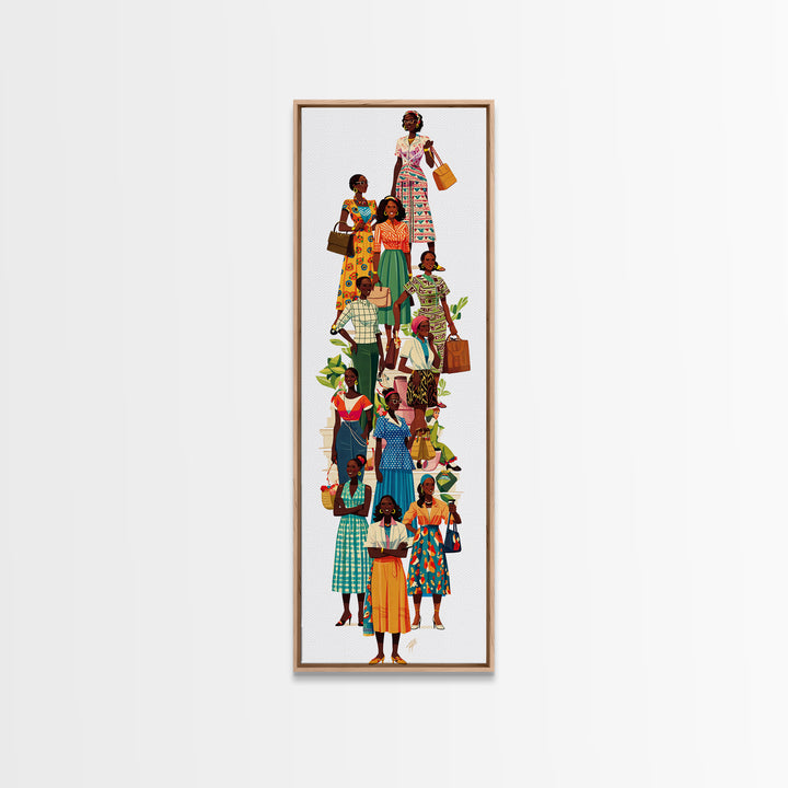 Stylish African Women Fashion Wall Art, Colorful Ankara Dresses Black Girl Magic Decor, Afrocentric Feminine Canvas Print
