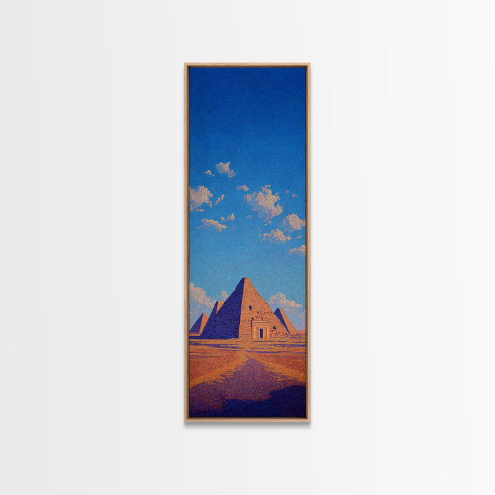 Egyptian Pyramids Blue Sky Wall Art, Ancient African Landscape Canvas Print, Desert Travel Poster Home Decor Gift For Her