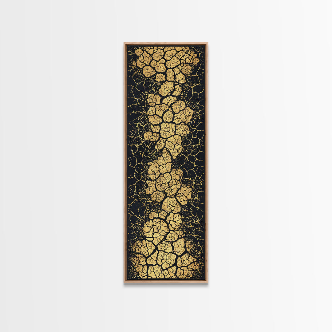 Gold Crackle River On Black Abstract Canvas Print, Luxury Art, Black And Gold Art, Statement Wall Art, Elegant Home Decor