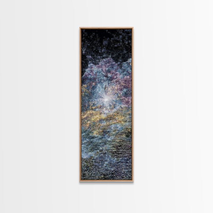 Sparkling Cosmic African Landscape Wall Art, Starry Abstract Canvas Print, Blue Gold Nature Scene, Dreamy Home Decor Gift