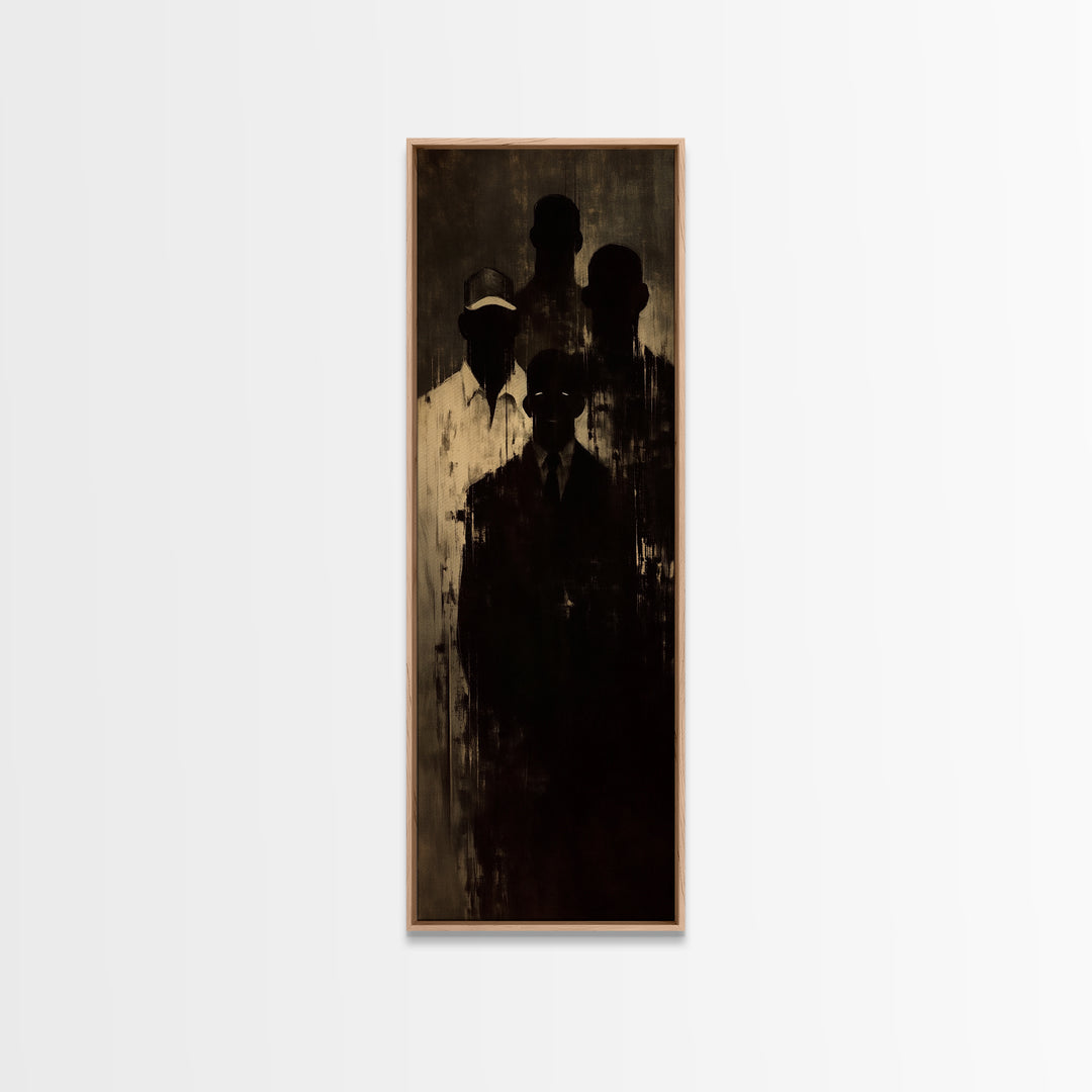 Shadowed African Men In Suits And Ancestral Light Wall Art, Black Culture Portrait, Moody Masculine Office Decor Gift For Him