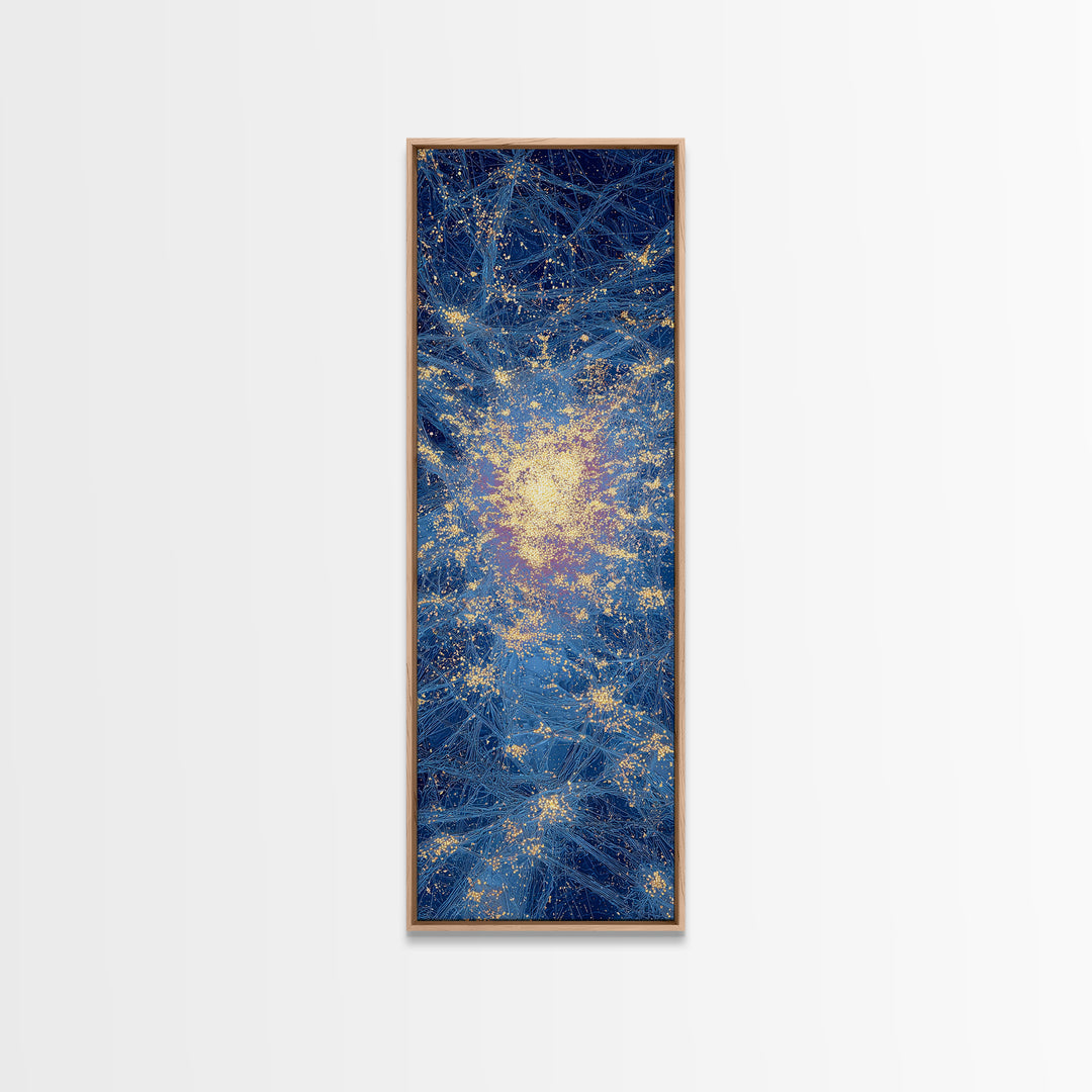 Blue Gold Abstract African Wall Art, Radiant Cosmic Canvas Print, Modern Textured Energy Decor, Luxury Home Decor Gift, Statement Piece