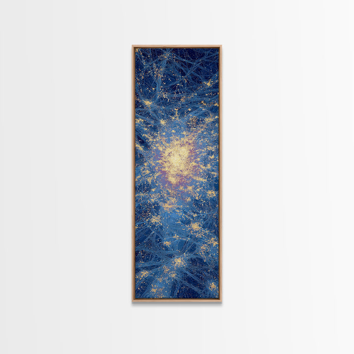 Blue Gold Abstract African Wall Art, Radiant Cosmic Canvas Print, Modern Textured Energy Decor, Luxury Home Decor Gift, Statement Piece