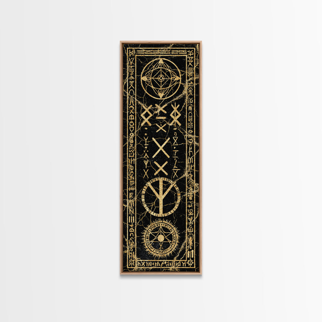 Ancient Golden Sigil With Sacred Geometry, Canvas Print, Mystical Wall Art, Spiritual Decor, Gothic Home Decor Gift For Altar Room