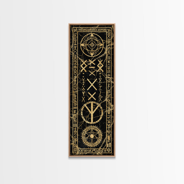 Ancient Golden Sigil With Sacred Geometry, Canvas Print, Mystical Wall Art, Spiritual Decor, Gothic Home Decor Gift For Altar Room