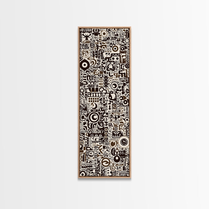 Bold Monochrome Symbols And Tribal Pattern Collage, Canvas Print, Abstract Wall Art, Geometric Decor, Modern Home Decor Gift