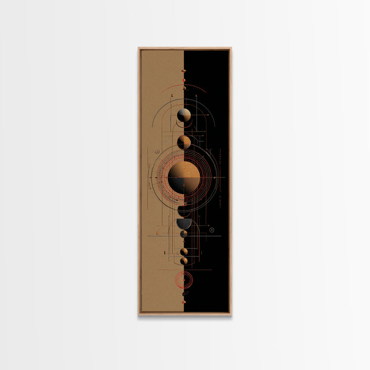 Terracotta Planetary Alignment Wall Art, Abstract Geometric Space Decor, Burnt Orange Modern Canvas Print, Office Gift For Him