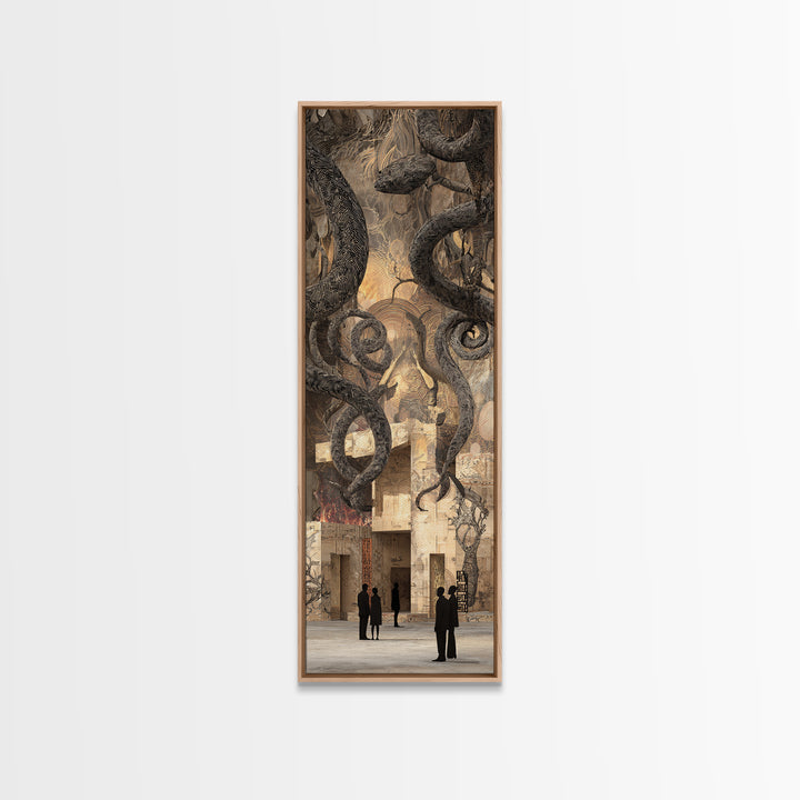 Shadow Serpents In Ancient Gallery Wall Art, Mystical Abstract Decor, Large Canvas Artwork For Gothic Living Room Decor Gift