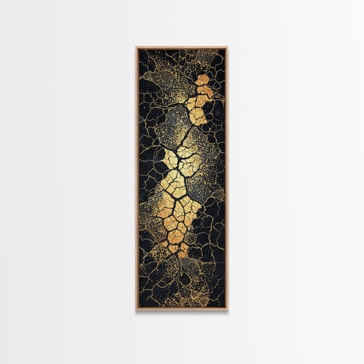 Black And Gold Cracked Earth Abstract Canvas Print, African Wall Art, Luxury Tribal Decor, Earth Tone Statement Home Decor