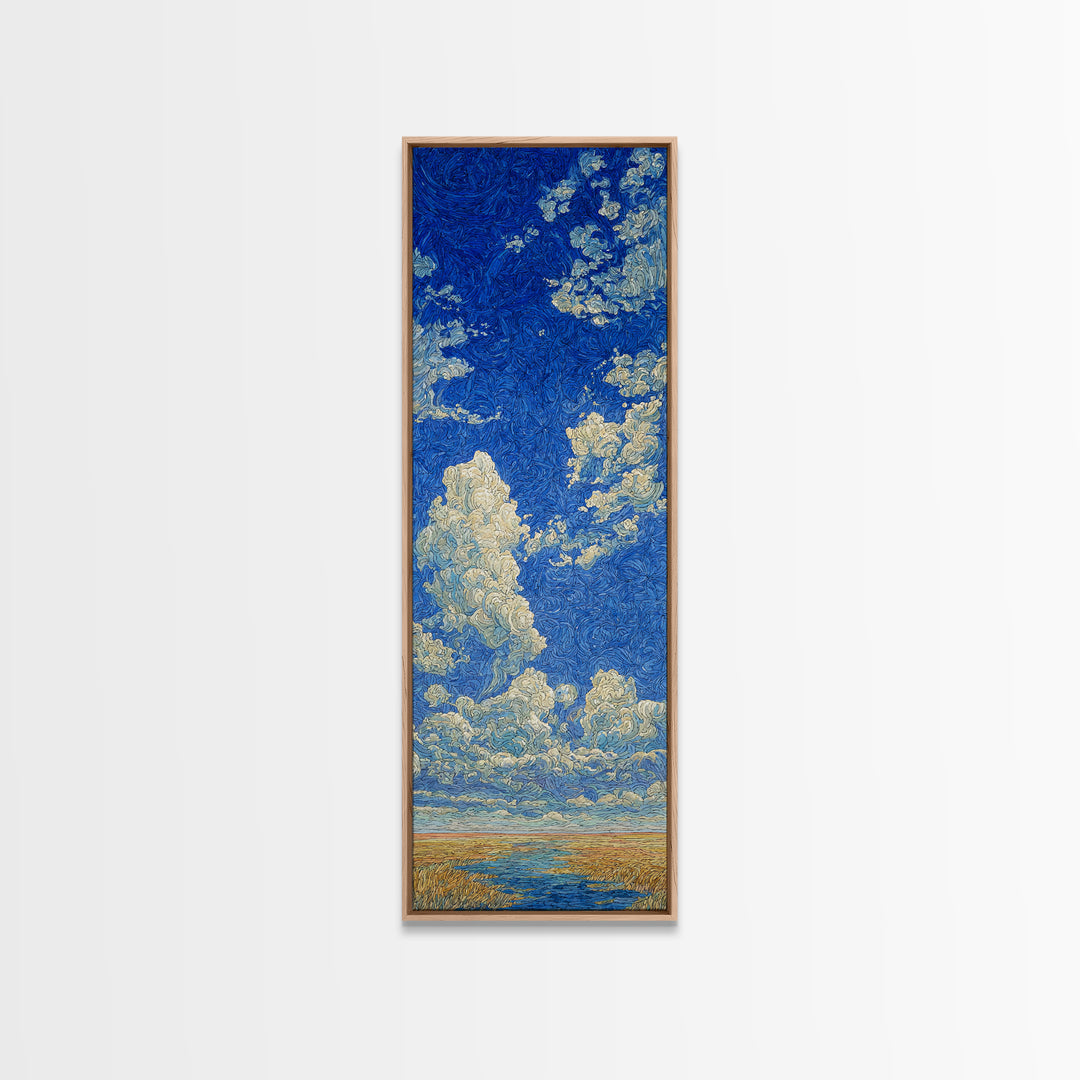 Swirling Blue Cloudscape Canvas Print, African Landscape Art, Dreamy Wall Art, Bohemian Decor For Living Room And Bedroom