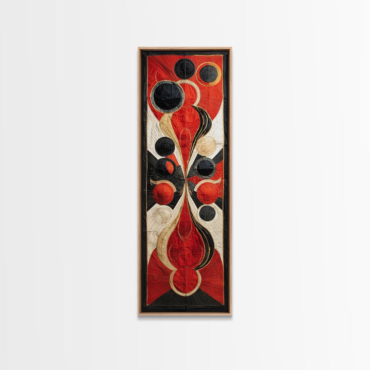 Red Black Gold Geometric Canvas Print, Abstract African Art Decor, Modern Tribal Circles, Bold Luxury Living Room Wall Decor