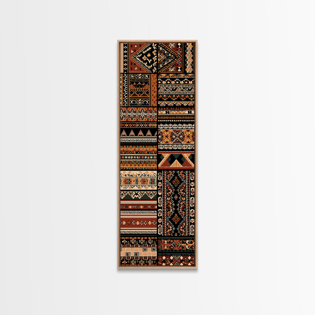 Orange Black African Tribal Patterns Canvas Print, Ankara Textile Wall Decor, Boho African Art For Living Room Home Decor Gift