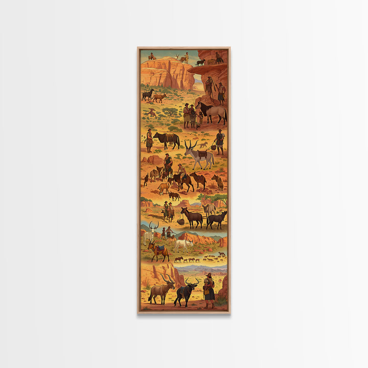 Desert Cowboy Cattle Drive Canvas Print, Rustic Western Ranch Wall Decor, Horse Art, Southwestern Living Room Home Decor Gift