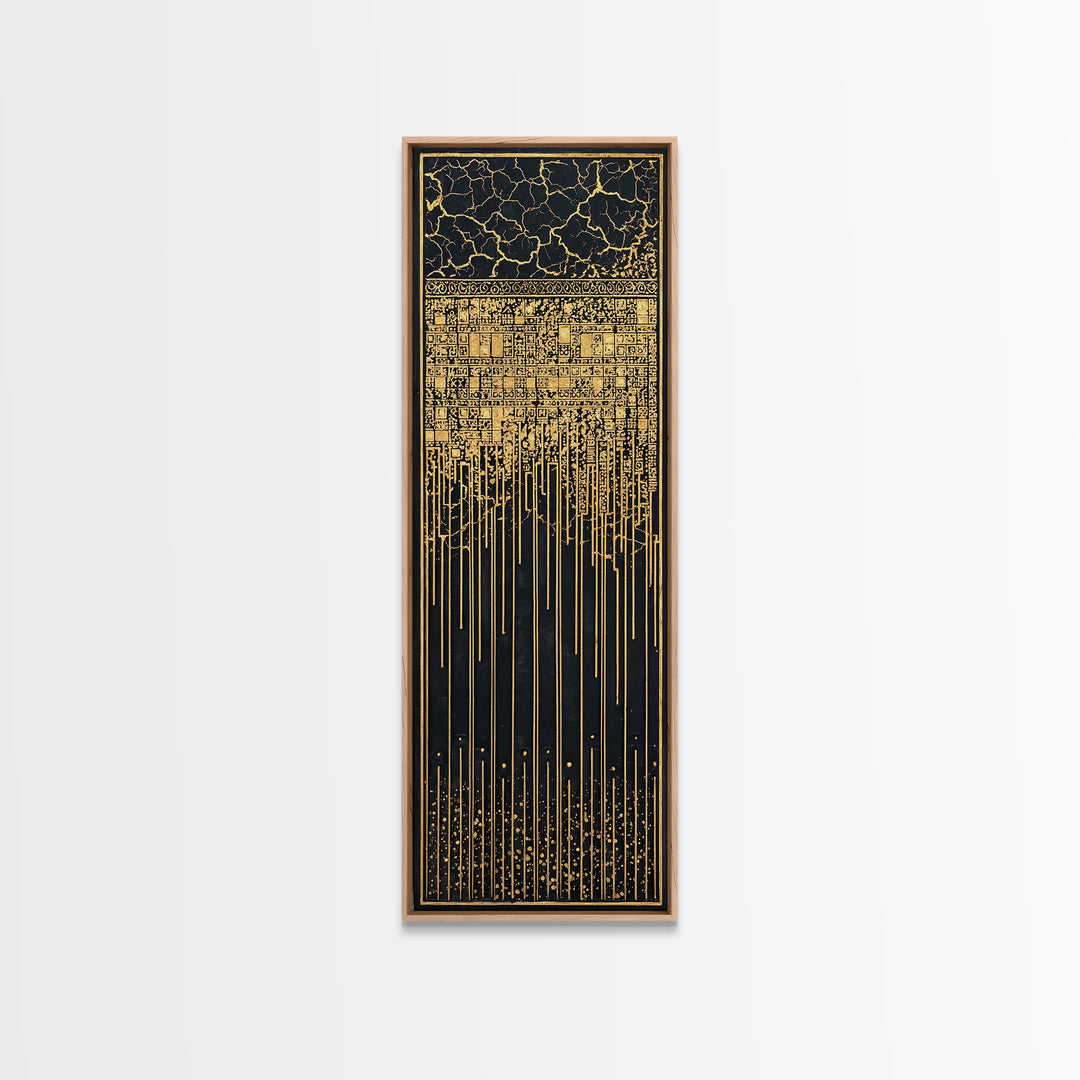 Black And Gold African Patterns Wall Art, Ancient African Art, Abstract Tribal Decor, Luxury Canvas, Cultural Home Decor