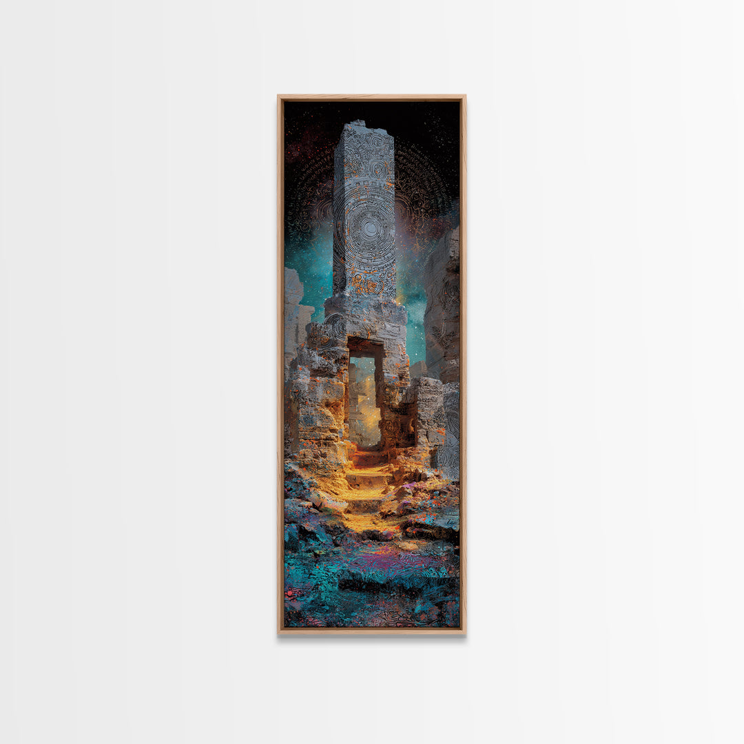 Cosmic Stone Portal Canvas Print, Ancient Ruins Monolith, Mystical African Inspired Wall Decor, Spiritual Statement Art Gift