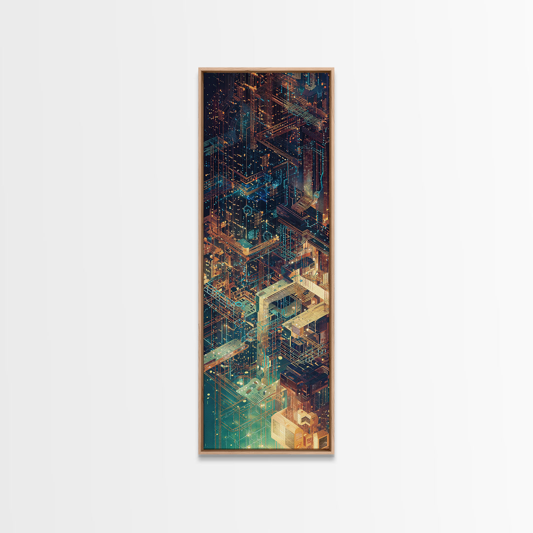 Neon Cyberpunk Megacity Wall Art, Futuristic Cityscape Canvas Print, Modern Urban Decor, Sci Fi Architecture Poster, Tech Noir Gift