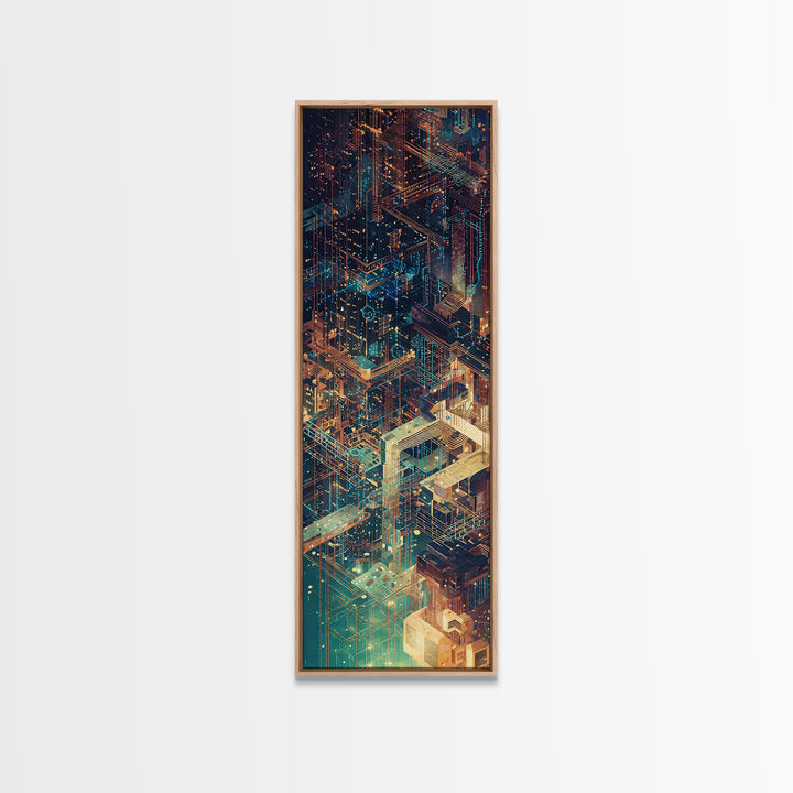 Neon Cyberpunk Megacity Wall Art, Futuristic Cityscape Canvas Print, Modern Urban Decor, Sci Fi Architecture Poster, Tech Noir Gift