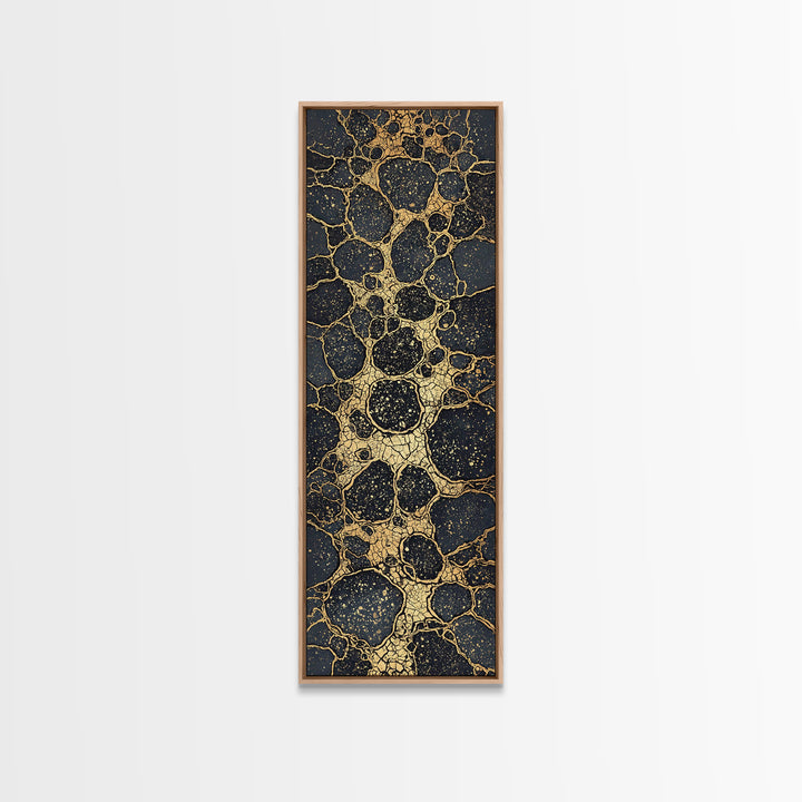 Black Gold Cracked Stone Canvas Print, Abstract African Art Decor, Luxury Modern Wall Art, Earth Tone Statement Piece Gift