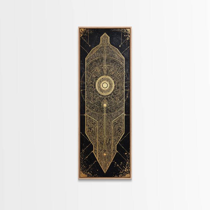 Black Gold Geometric African Shield Wall Art, African Abstract Art, Modern Canvas Art, Afrocentric Decor, Luxury Canvas Print