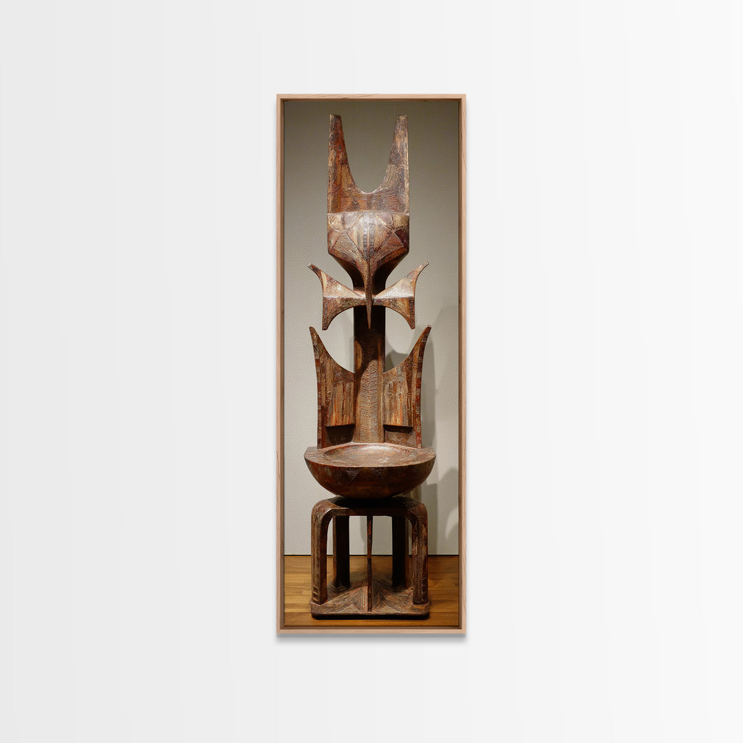 Rustic African Tribal Throne Sculpture Wall Art, African Wood Statue, African Carved Decor, Cultural Home Decor, Unique Gift
