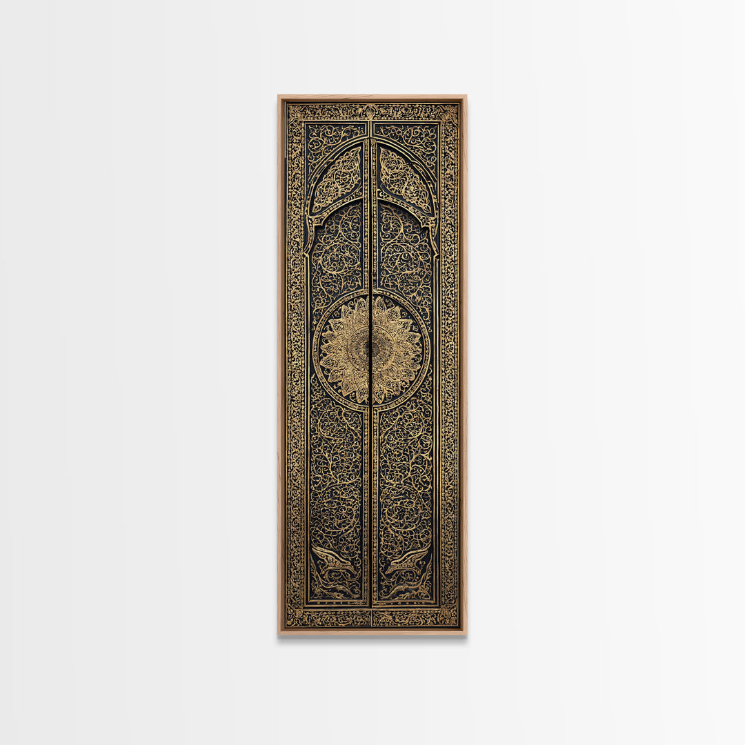 Black Gold Ornate African Door Panels Canvas Print, Tribal Pattern Wall Art, African Home Decor, Cultural Wall Decor Gift