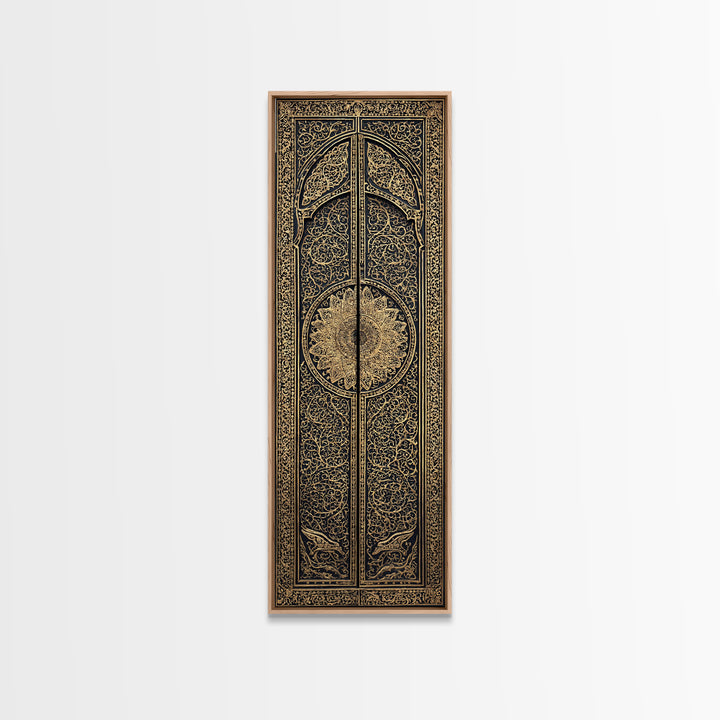 Black Gold Ornate African Door Panels Canvas Print, Tribal Pattern Wall Art, African Home Decor, Cultural Wall Decor Gift