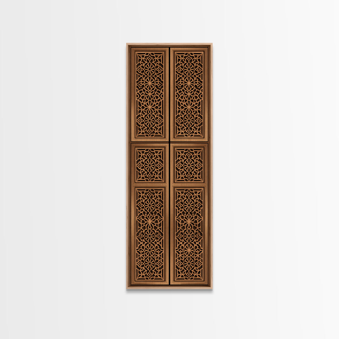 Tan Geometric African Pattern Door Panels Canvas Print, African Tribal Decor, Boho Wall Art, Minimalist Decor, Unique Home Decor