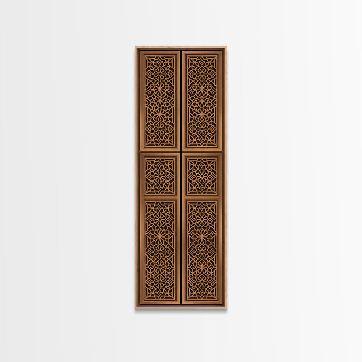 Tan Geometric African Pattern Door Panels Canvas Print, African Tribal Decor, Boho Wall Art, Minimalist Decor, Unique Home Decor