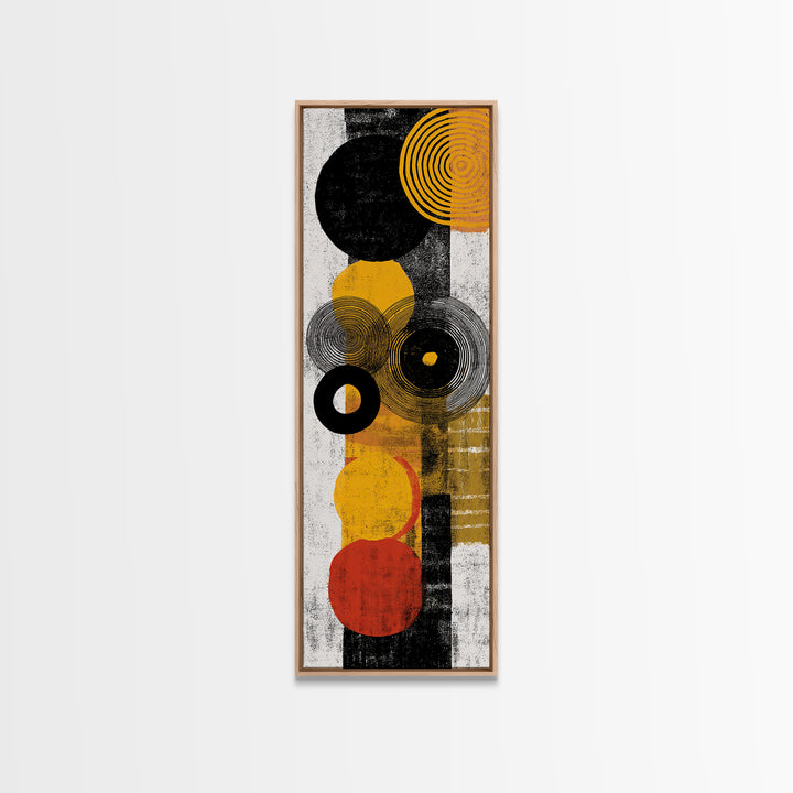 Black Gold And Orange Abstract Circles Canvas Print, Geometric African Inspired Wall Decor, Modern Boho Office Home Decor Gift