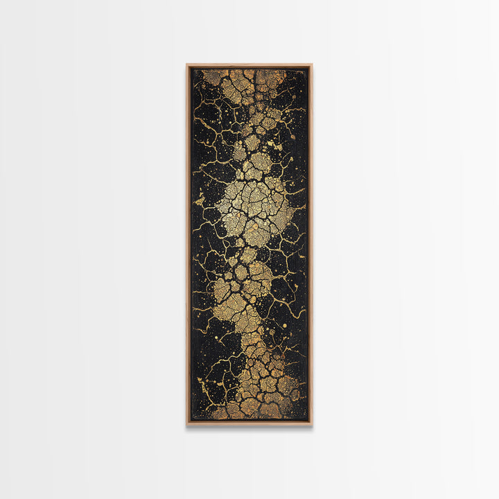 Abstract Gold Cracked Stone Wall Art, Black And Gold African Inspired Canvas Print, Luxury Texture For Modern Home Decor