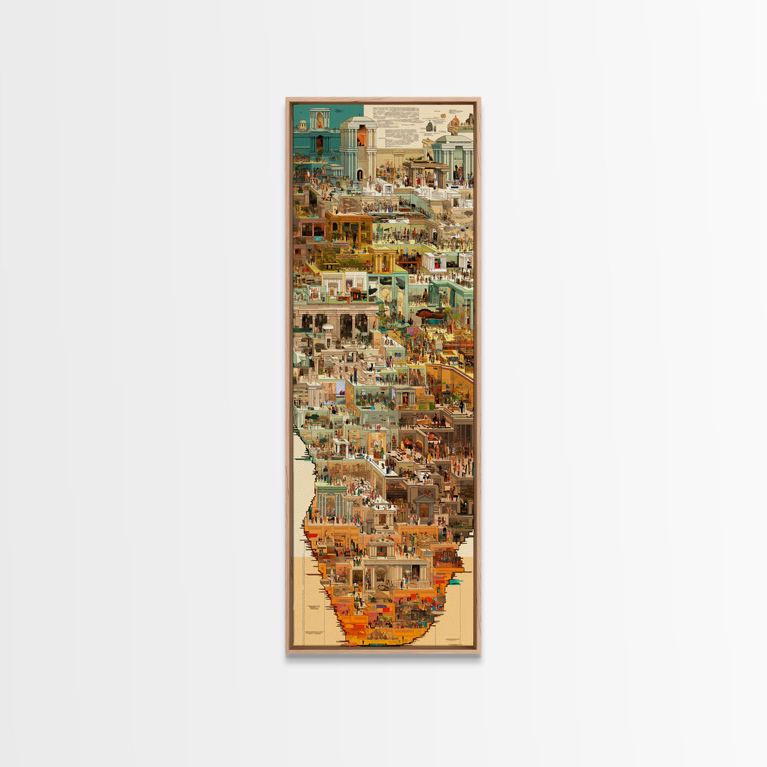 Ancient Egyptian City Collage Wall Art, African Culture Art Print, Historic Temple Poster, Travel Inspired Home Decor, Gallery Art