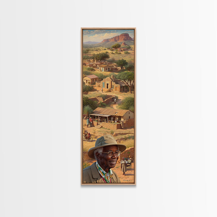 African Elder Village Landscape Canvas Print, Rural Homestead Portrait, Safari Art, Cultural Wall Decor, Housewarming Gift