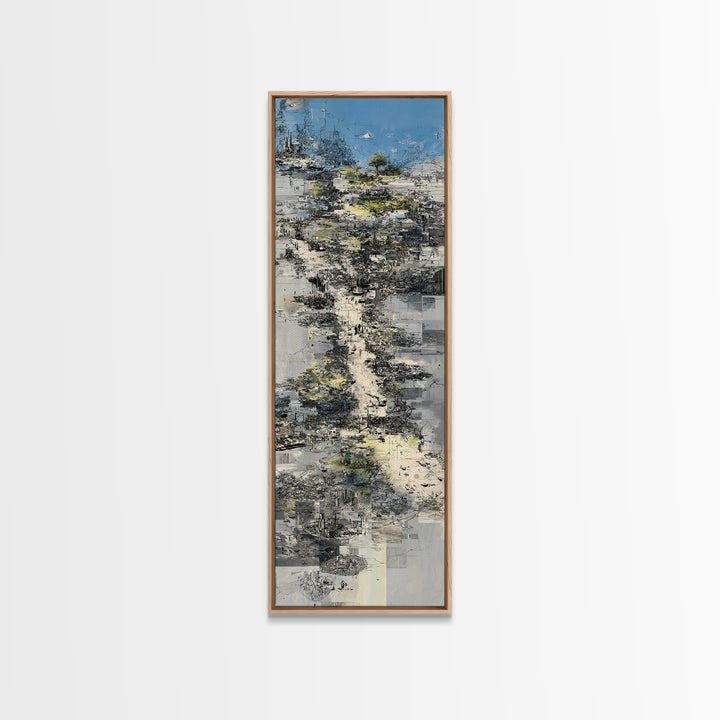 Blue Gray Abstract Pathway Canvas Print, Modern Landscape Wall Art, Textured Art Print, Minimalist Office Decor, Home Decor