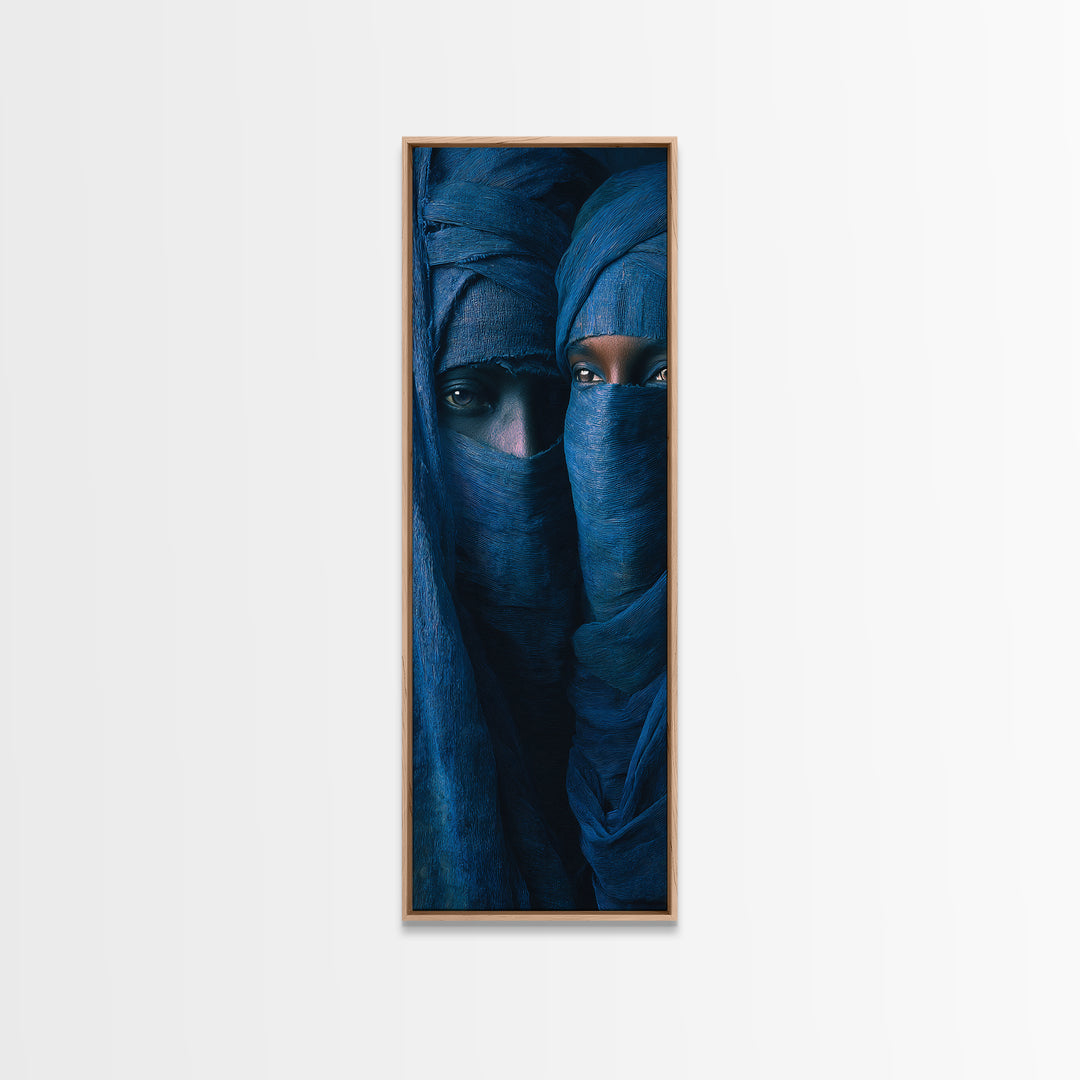 Indigo Veiled Tuareg Portrait Canvas Print, African Portrait Wall Art, Blue Nomad Decor, Afrocentric Cultural Home Decor