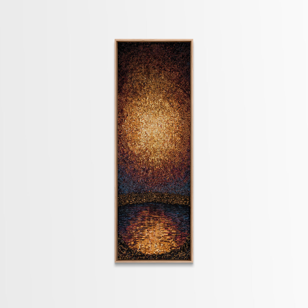 Radiant Golden Pear Light Over Water Wall Art, African Inspired Abstract Painting, Dreamy Wall Decor, Luxury Canvas Gift
