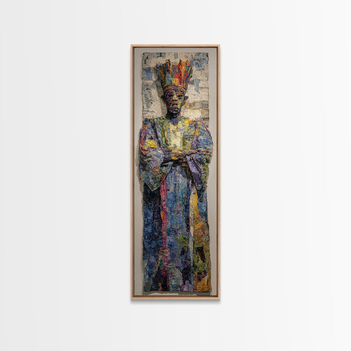 Regal Crowned African King Framed Canvas Print, Royal African Portrait, Cultural Wall Decor, Black History Art Gift For Home
