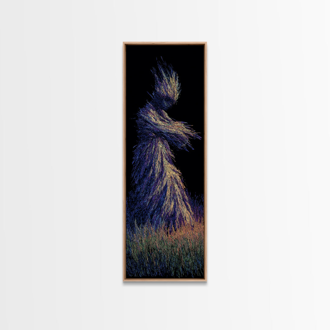 Mystical African Woman Wall Art, Abstract Particle Figure, Spiritual Afrocentric Decor, Elegant Black Goddess Canvas Print