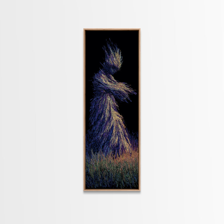 Mystical African Woman Wall Art, Abstract Particle Figure, Spiritual Afrocentric Decor, Elegant Black Goddess Canvas Print