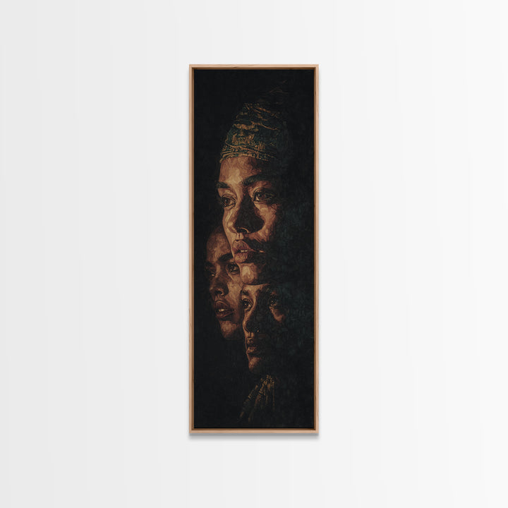 Layered Black Woman Profile Portrait Canvas Print, Afrocentric Wall Art, African American Art, Black Beauty Home Decor Gift