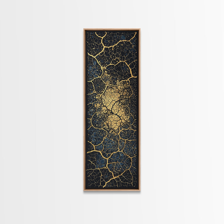 Gold Cracked Earth Abstract Wall Art, Kintsugi Texture Canvas, Modern African Decor, Earth Tone Art, Luxury Statement Piece